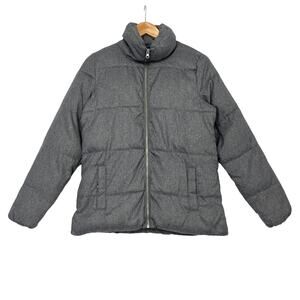Old Navy Puffer Jacket Sz XS Gray High Neck Fleece Lined Full Zip Winter Coat
